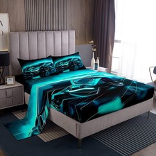 Kids Sports Car Bed Sheets Full Size Race Car Sheets for Kids Teens Boys Girl...