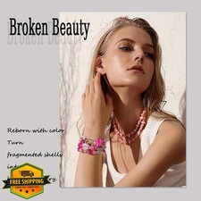 THRELE 260pc Peach Pink Chip Shell Beads for Jewelry