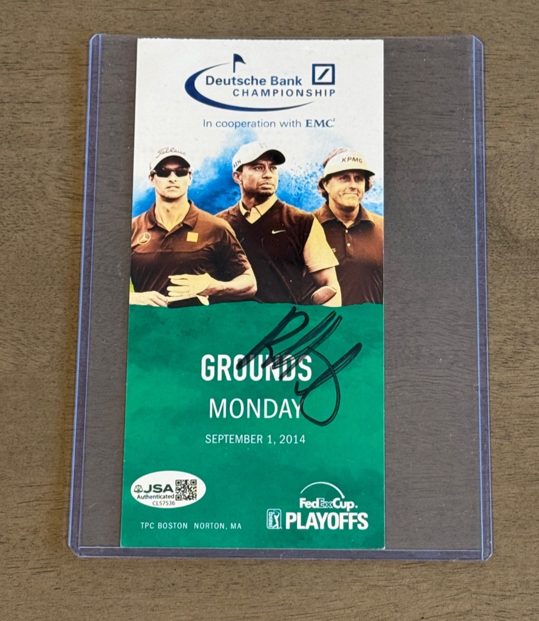 Bubba Watson Autographed Signed 2014 Deutsche Bank Championship Ticket Pass - JSA COA 