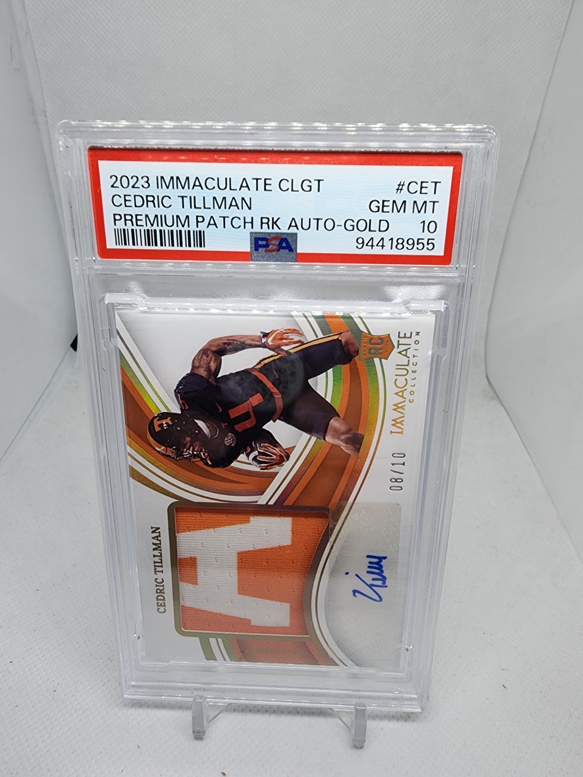 Cedric Tillman Panini Immaculate Collection Collegiate Premium Patches Rookie Autographs #CET Gold