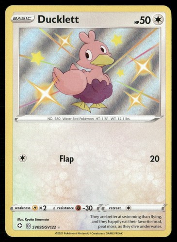 Ducklett SV095/SV122 Shiny Rare Shining Fates Shiny Vault Pokemon Holo Near Mint