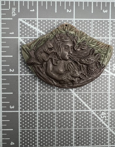 Exquisitely Carved Ribbon Jasper Stone Garden Nymph Pendant