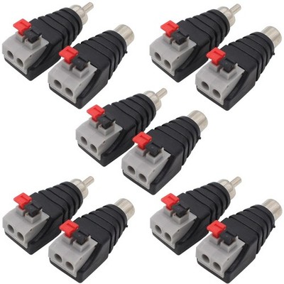 Speaker Phono Wire Cable to Audio Male Female RCA Connector Adapter Plug Jack 10