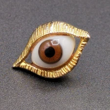 Pin Tie Tack Realistic Evil Eye Brown Gold Tone Optometry Human Anatomy Unusual
