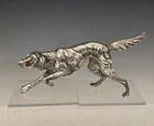 VINTAGE STERLING IRISH SETTER DOG FIGURINE 8" - 925, RESIN FILLED SILVER FIGURE