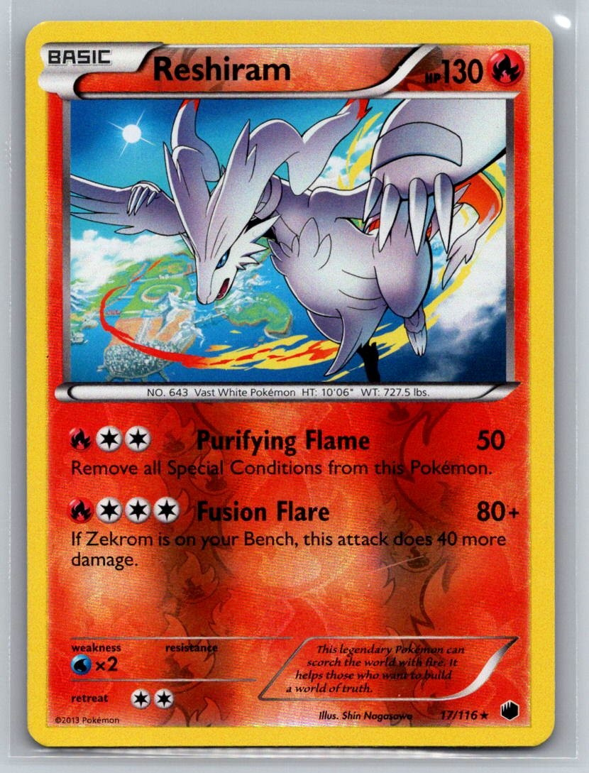 Reshiram 17/116 LP Plasma Freeze Pokemon Reverse Holo
