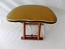 Vintage padded top FOLDING wood CAMPSTOOL por...