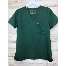 Figs Casma Scrub Top Women XS Green V-Neck Technical Collection EUC