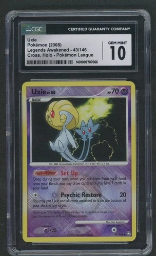 2008 Pokemon Legends Awakened Crosshatch Holo Uxie 43/146 CGC 10 GEM MINT