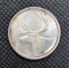 1959  Canada Silver Caribou 25 Cents UNC