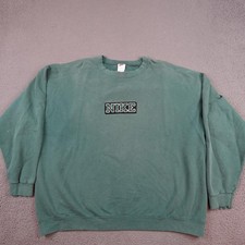 Felpa Nike vintage uomo 2XL verde pile girocollo pullover USA invecchiato