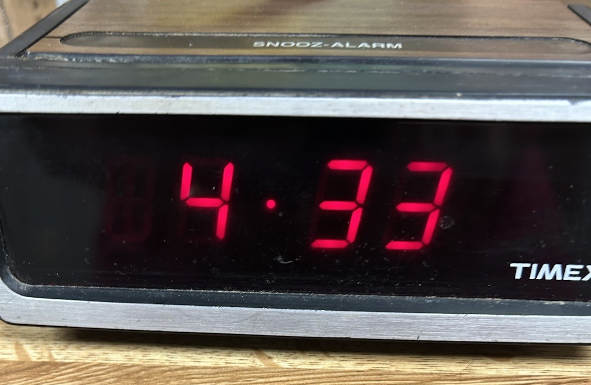 Timex 5201-503 Digital Alarm Clock Red LED Vintage Woodgrain Desk