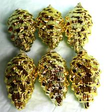 6 PLASTIC PINECONE CHRISTMAS ORNAMENTS NO BOX 3 1/2" TALL