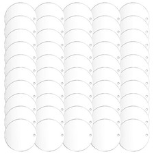 50 Pcs 3 Inch Acrylic Blanks with Hole Transparent Circle Ornament Clear8481