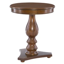 Finley Hazelnut Pedestal Accent Side Table with Round Top
