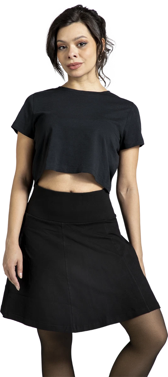 RED by EMP Damen schwarzer kurzer Basic Rock aus elastischem Jerseymaterial