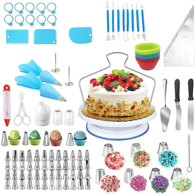 Cake Decorating Kit,132Pcs Cake Decorating Tools with Cake Turntable Stand Icing