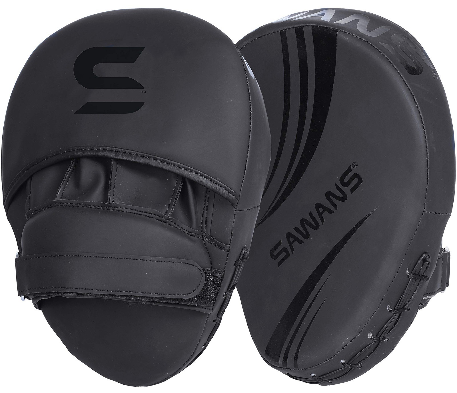 SAWANS® Boxing Focus Pads Hook and Jab Mitts Faux Leather Kickboxing MMA Curv...