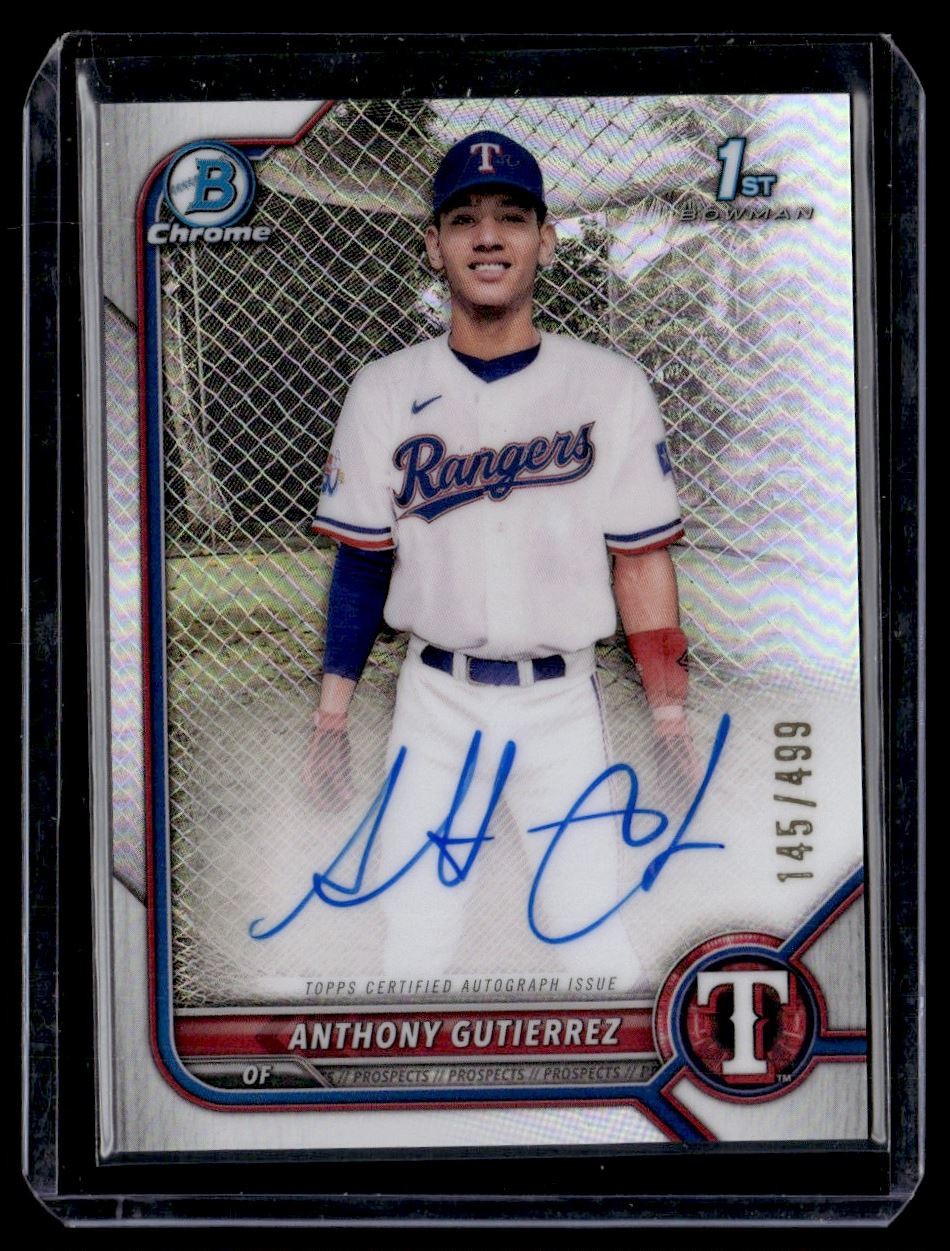 2022 Bowman Chrome 1st Refractor Anthony Gutierrez Auto /499 Texas Rangers
