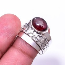 Red Garnet - Mozambique Designer Handmade 925 Sterling Silver Ring s.9 Sku46