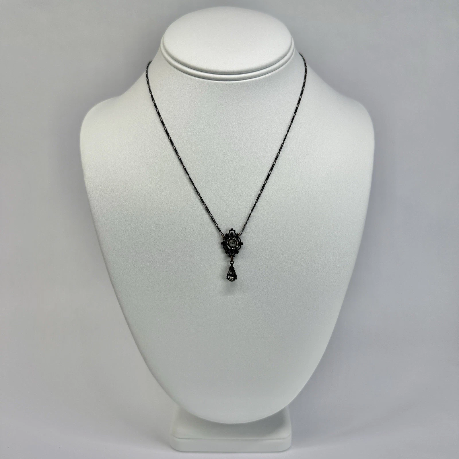 LIZ PALACIOS Swarovski Crystal Bead Floral Brass Vintage Necklace N645