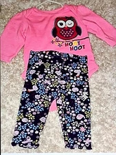 Garanimal's Baby Girl Owl Top & Matched With Koala Girl Bottoms,Size 3mo,EUC