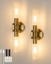 Wireless Wall Sconces with Remote Control, 8000mAh Battery Battery(2 Pack) Gold