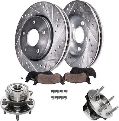 Front Brake Pads Rotors Wheel Hubs for 2013-2019 Ford Explorer