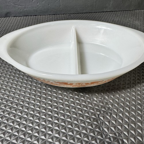 Plato dividido de vidrio de leche de colección MCM 1960 Glasbake cazuela para servir/hornear J-2352 - Imagen 13 de 16