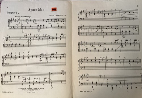“Space Men” piano solo 1962 partituras gráficos de astronauta excelentes para enmarcar - Imagen 3 de 4