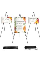 3 Pcs Black Easel Stands For Wedding Signs, Art Display, Portable Foldable 66