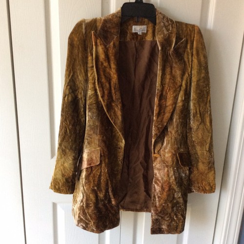 Vtg Stella Cadente Velvet Blazer SZ 0 Brown Psychedelic Hippy Art To Wear PARIS - Picture 9 of 14