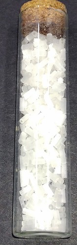 One Vintage French Glass Transparent Satin White Bugle Beads NOS Glass Tube 4mm
