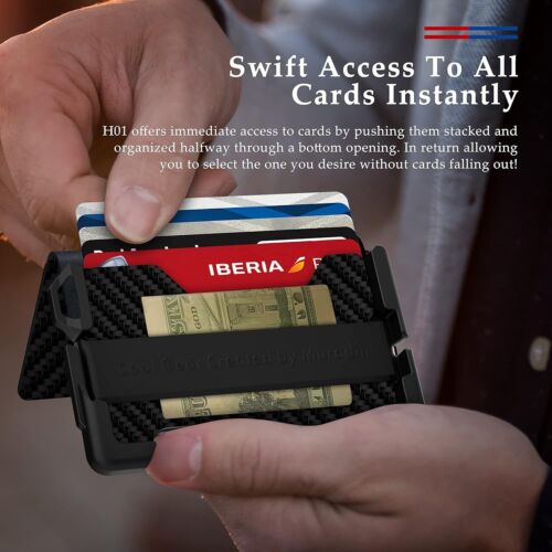 Tactical Minimalist Wallet for Men, Slim RFID-Blocking Metal Card Holder, Fro... - Picture 5 of 7