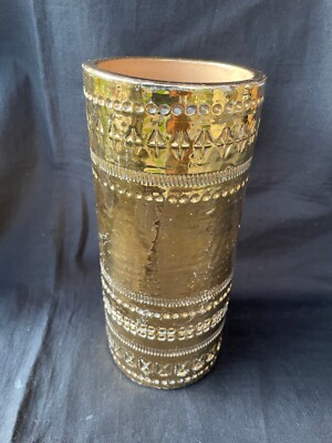 Bitossi Aldo Londi Gold Ceramic Pottery Metallic Vase Signed