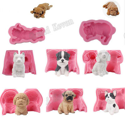 3D Dog Puppy Silicone Cake Mold Fondant Decor Chocolate Baking Cookies D XZM