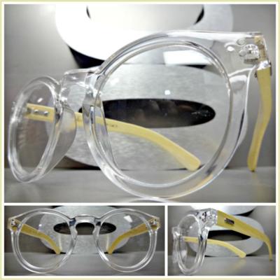 Men's CLASSIC VINTAGE RETRO Style Clear Lens EYE GLASSES Real Wood Wooden Frame