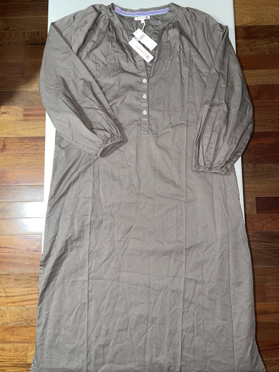 Sundry Women's Raglan Henley Dress Taupe Size Small