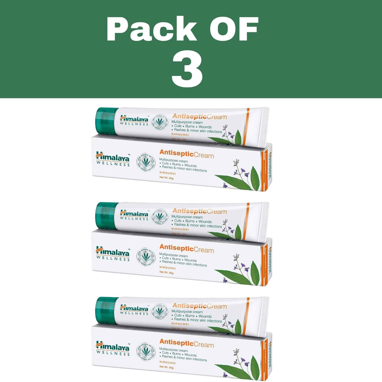 3 X Himalaya Herbals Antiseptic Cream 20g Each