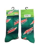 1 x Mtn Mountain Dew Crew Socks Men's 6-12 Shoe Size Green Red White Black
