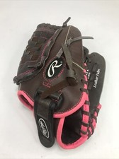 Rawlings Softball Glove 11  Girls RHT Leather FP11T Fastpitch Brown  Pink CLEAN