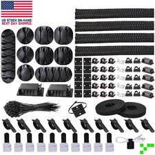 173 pcs. Cable Management Kit Wire/Cord Organizer Zip Ties Holder Clips Adhesive