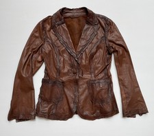 Gimo's Women's Soft Brown Leather Sz 42 Us 6 Unlined Lightweight Jacket Italy