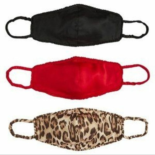 WAYF Women's 3 Pieces Breathable Washable Abstract Leopard Face Cover Red Black - Photo 2/5