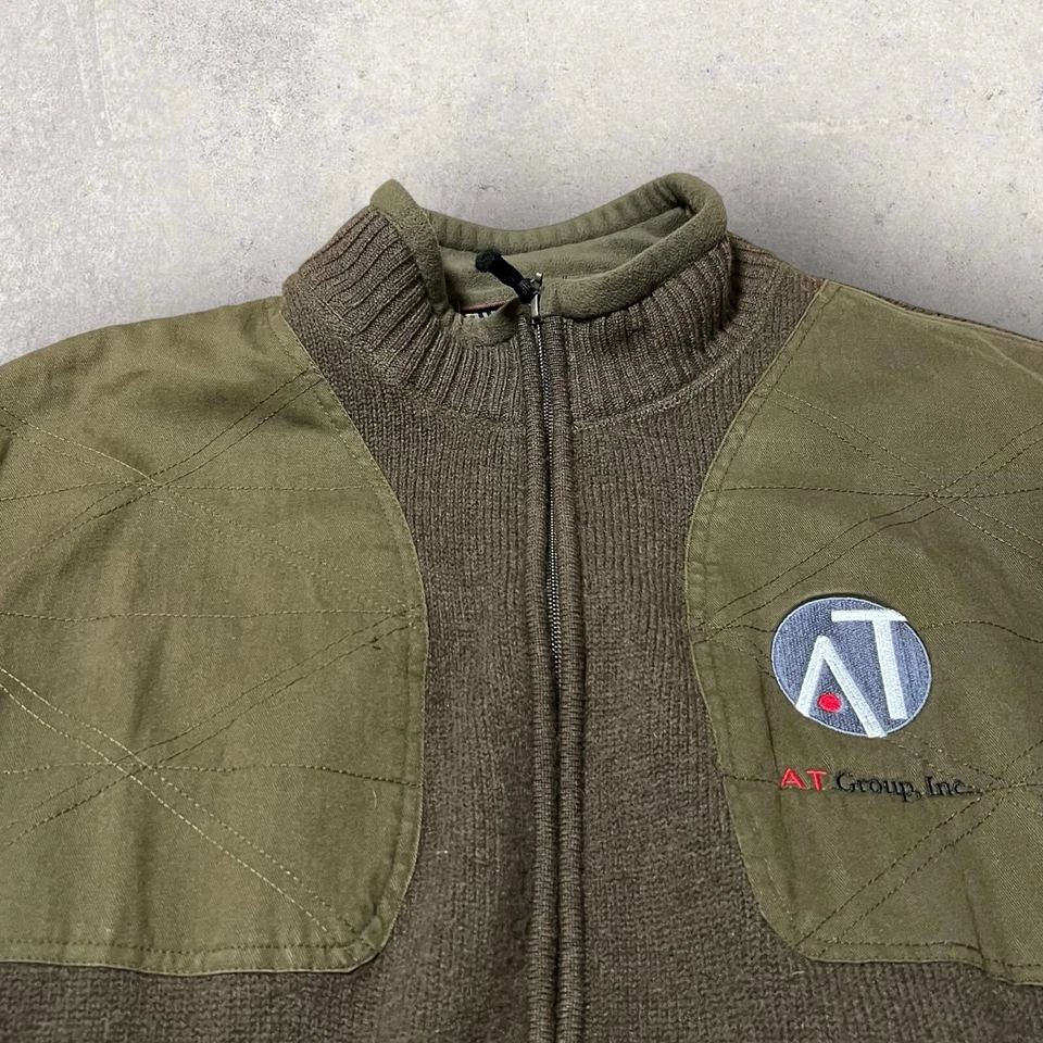 Vintage Orvis Military Sweater Mens Large Green Stretch Full Zip Wool Jacket - Image 2 of 4