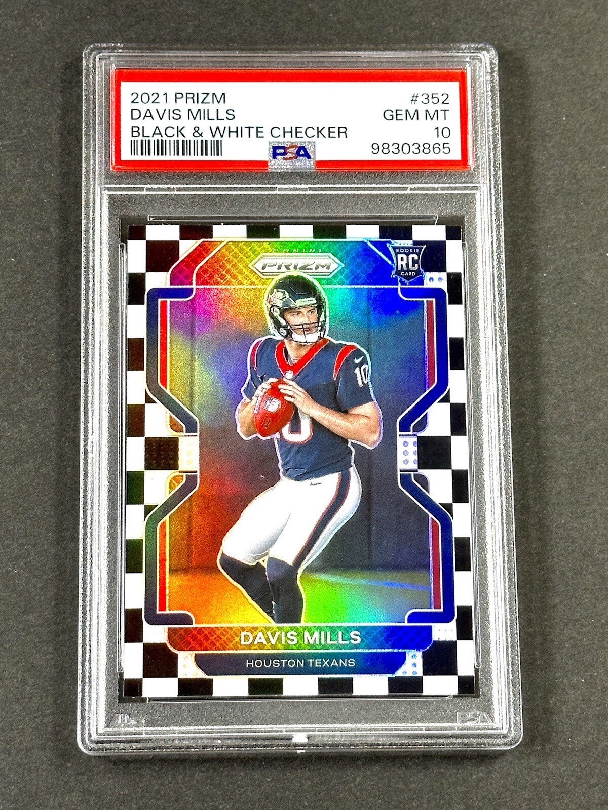2021 Prizm DAVIS MILLS Rookie Black & White Checker Prizm #352 RC PSA 10-POP 22