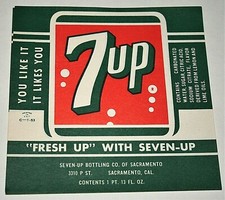 Set of 2 7UP Fresh Up Lemon Soda Soft Drink Bottle Paper Label New NOS 1953?