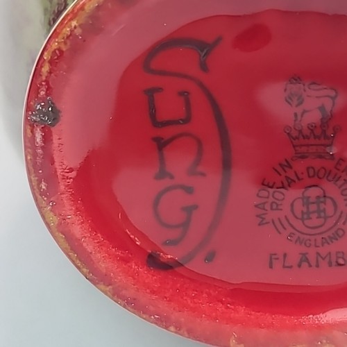Paar Royal Doulton Flambe gesungene Vase mit zwei Griffen signiert Charles Noke FM Fred Moore - Bild 12 von 14