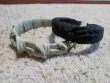 Lot Of 2 New Satin Green  Flowered Bowknot Black Headbands