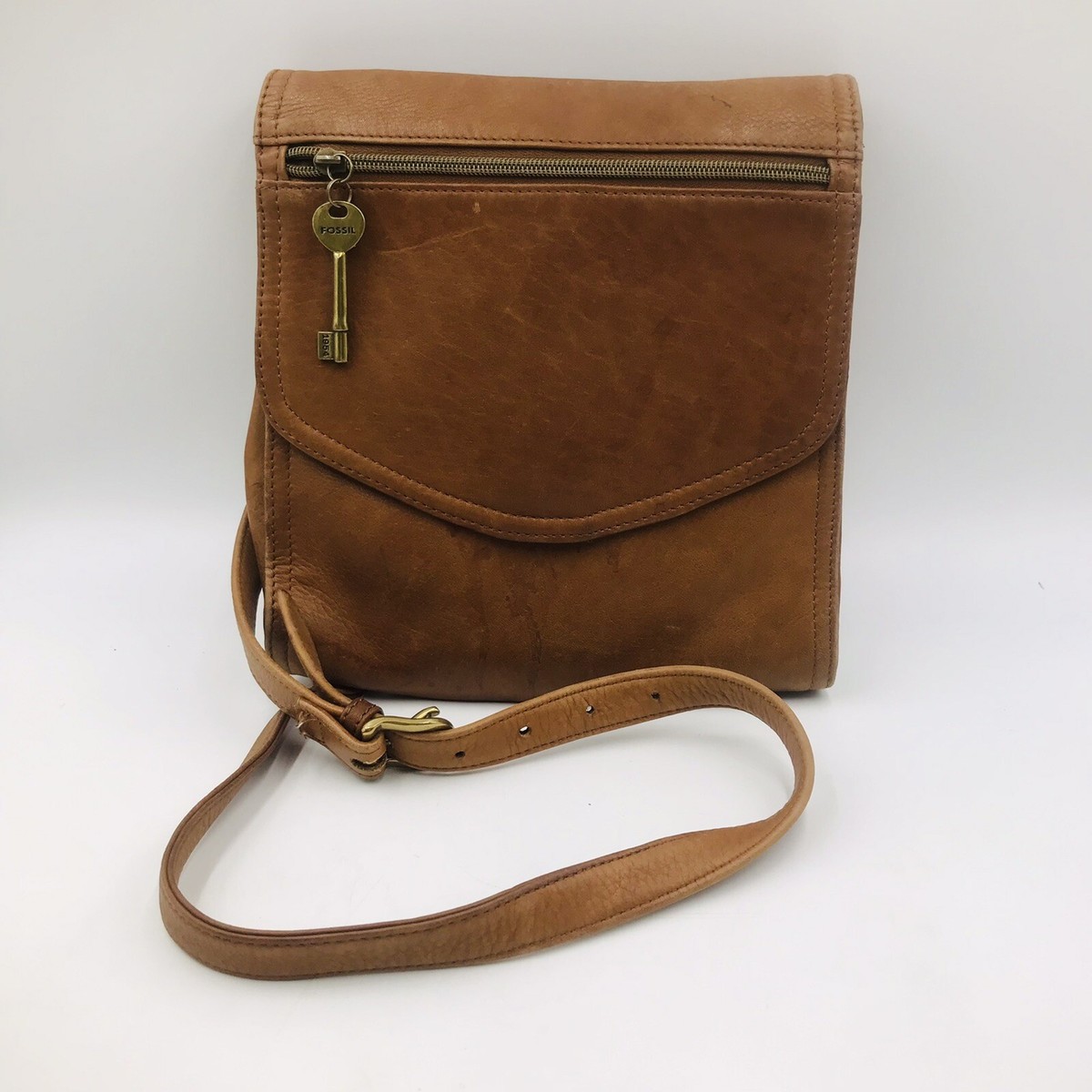 Vintage Fossil Genuine Leather Crossbody Bag Fossil Key
